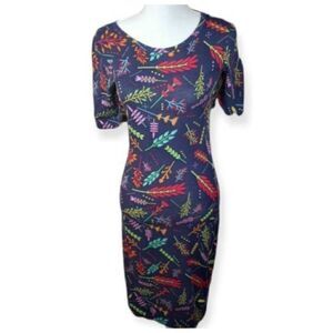 LULAROE NAVY MULTICOLOR DRESS SZ.XXS EUC.